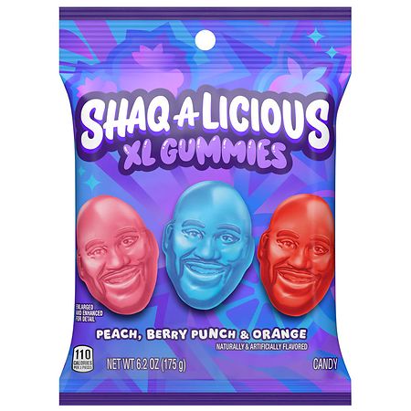 SHAQ-A-LICIOUS Gummies Peg Bag (Berry Punch - Blood Orange And Peach Flavors) - 12ct/6.2oz