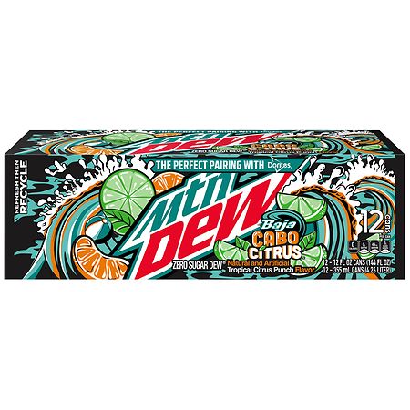 Mountain Dew Baja Cabo Citrus Zero Sugar 12pk 12oz Cans