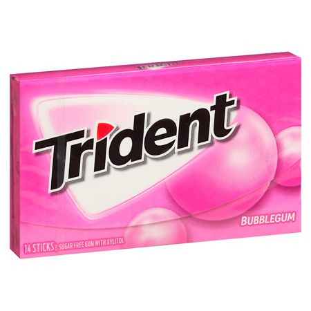 TRIDENT GUM BUBBLEGUM SUGAR FREE1X14 PC