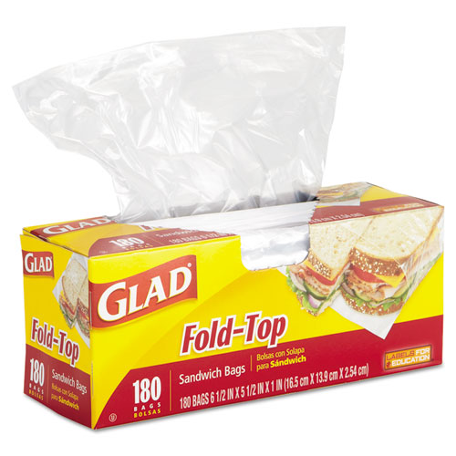 Glad Fold Top Food Storage Sandwich Bags  180 Count
