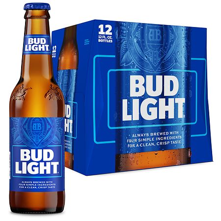 Bud Light Beer Bottles 12 oz, 12 pk