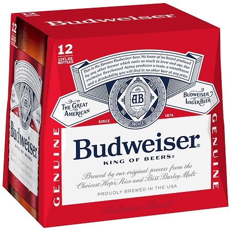 Budweiser Beer Bottles 12 oz, 12 pk