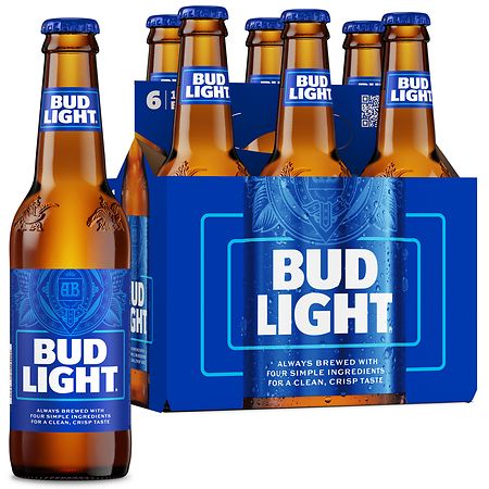 Bud Light Beer Bottles 12 oz, 6 pk