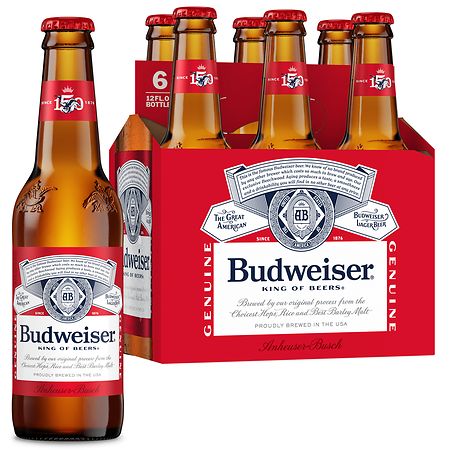 Budweiser Beer Bottles 12 oz, 6 pk