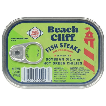 Beach Cliff Fish Steaks in Soybean Oil with Hot Green Chilies  3.75 oz