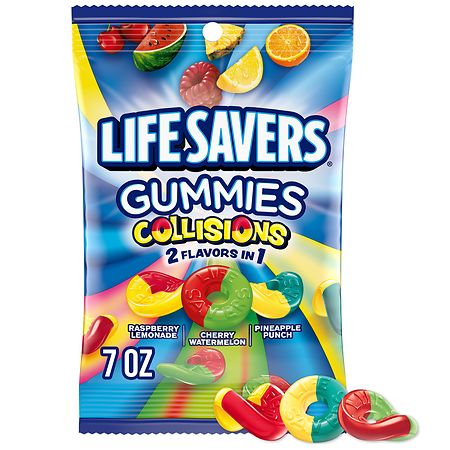 COLLISIONS GUMMIES, RASPBERRY LEMONADE, CHERRY WATERMELON, PINEAPPLE PUNCH