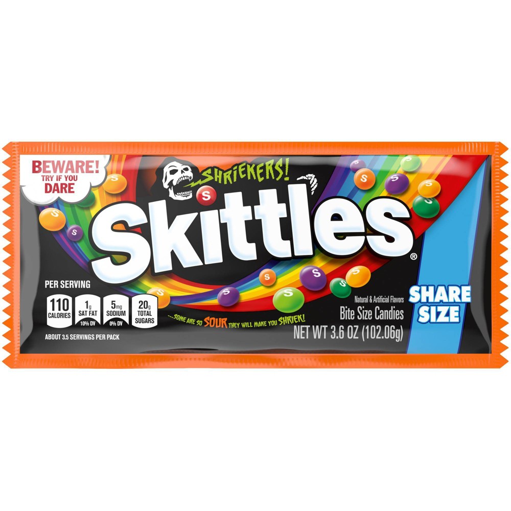 Skittles Shriekers Sour Halloween Candy Share Size - 3.6oz