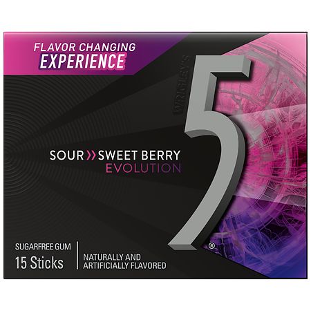 Five Evolution Sugar Free Chewing Gum Sticks Sour to Sweet Berry - 15.0 ea