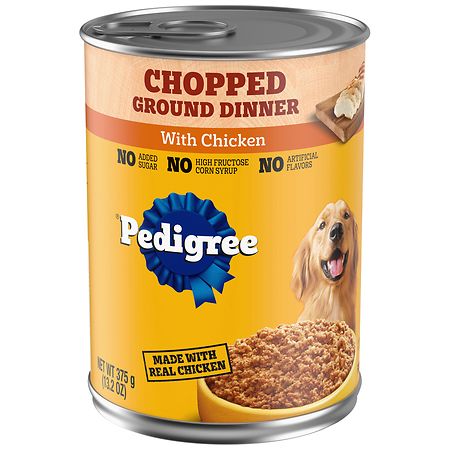 Pedigree Chopped Ground Dinner Chicken Wet Dog Food  13.2 Oz Can