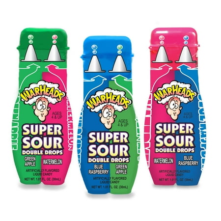 Warheads Super Sour Double Drops Liquid Candy  1.01 oz