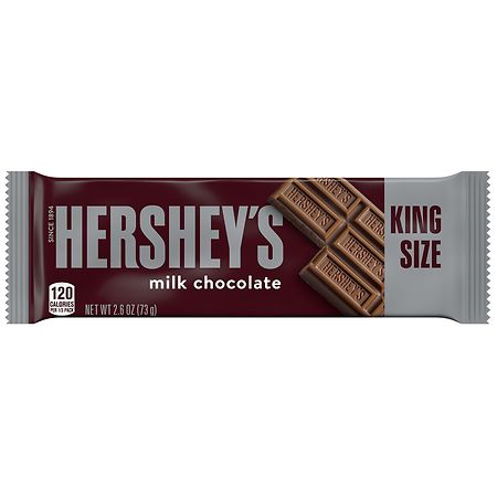 Hershey s Milk Chocolate King Size Candy  Individually Wrapped  2.6 oz  Bar