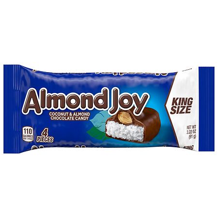 Almond Joy, Milk Chocolate, Coconut and Almond King Size Candy Bar, 3.22 Oz