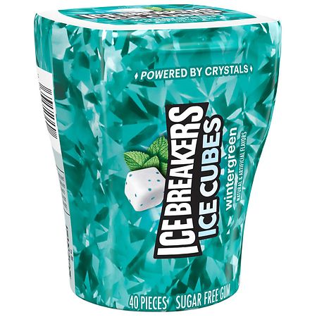 Ice Breakers Ice Cubes Wintergreen Sugar Free Chewing Gum  3.24 oz  Bottle  40 pieces