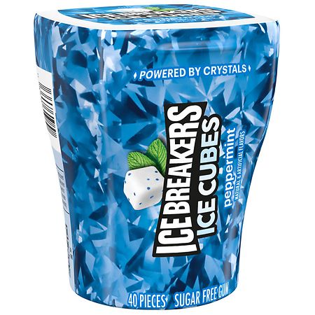 Ice Breakers Ice Cubes Peppermint Sugar Free Chewing Gum  3.24 oz  Bottle  40 pieces