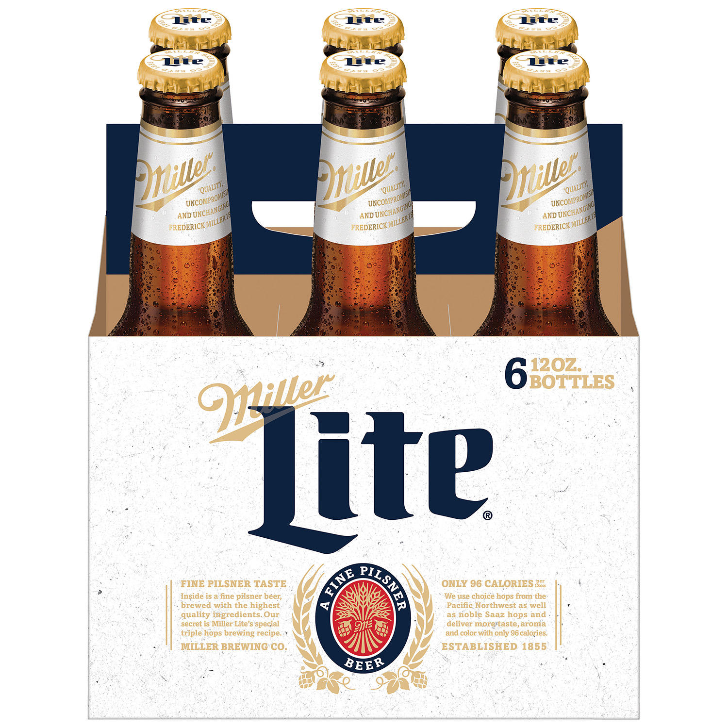 Miller Lite Beer Bottles 12 oz, 6 pk