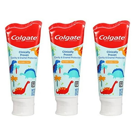 3 pack Colgate Kids Dinosaurs Mild Bubble Fruit Toothpaste 3.5oz each