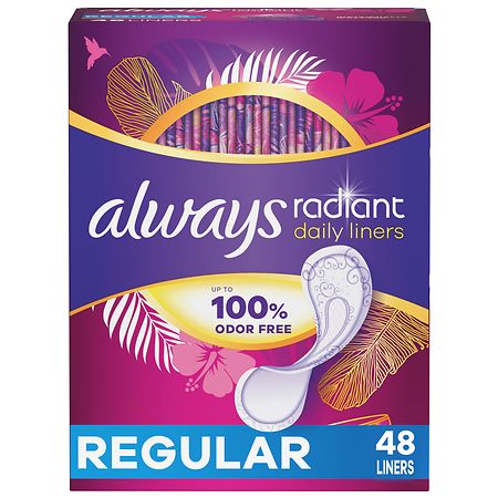 Always Radiant Daily Liners Light Absorbency  Regular Length  48Count
