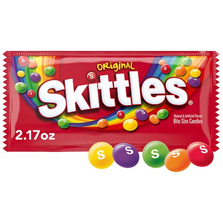 Skittles Original Chewy Candies, Full Size Fruit Candy Bag - 2.17oz