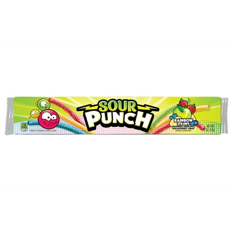 SOUR PUNCH, RAINBOW STRAWS CANDY, STRAWBERRY, GREEN APPLE, BLUE RASPBERRY, LEMON