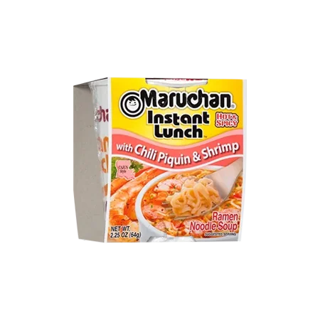 CAJUN STYLE INSTANT LUNCH RAMEN NOODLE SOUP WITH CHILI PIQUIN & SHRIMP