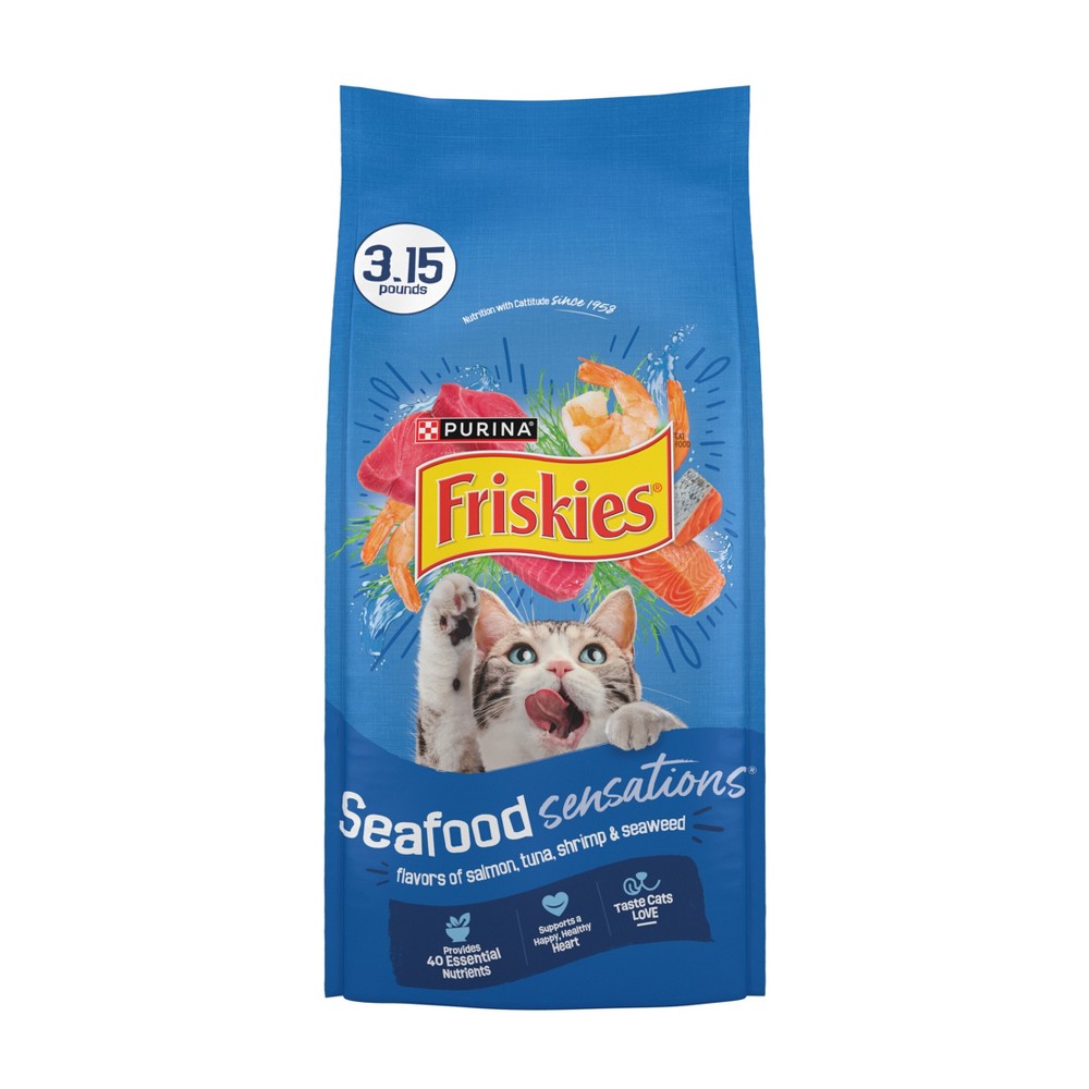 Purina Friskies Seafood Sensations with Flavors of Salmon, Tuna, Shrimp & Seaweed Adult Complete & Balanced Dry Cat Food - 3.15lbs