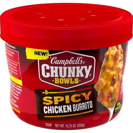 Campbell’s Chunky Spicy Chicken Burrito Soup  15.25 oz Microwavable Bowl