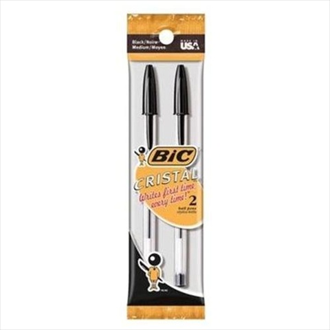 BIC Cristal Xtra Smooth Ball Pens  Medium Point (1.0mm)  Black  2 Count