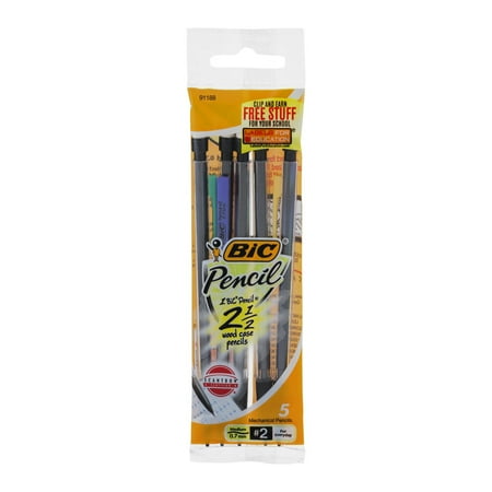 BIC Pencil Xtra Life Mechanical Pencil  Clear Barrel  Medium Point (0.7mm)  5-Count