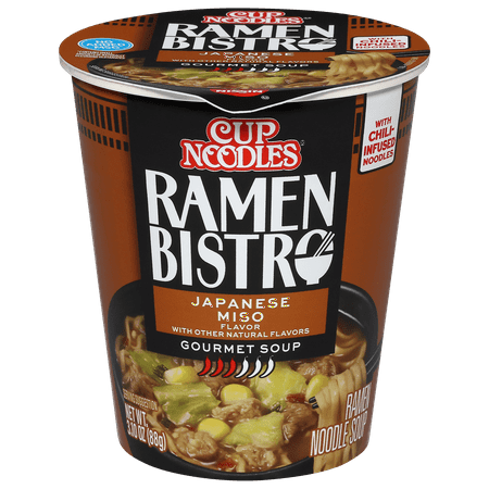 Nissin Cup Noodles Ramen Bistro Ramen Noodle Soup  Japanese Miso Flavor  3.10 oz Cup  Shelf-Stable