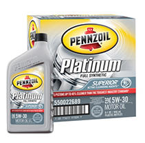 PENNZOIL Motor Oil-Platinum,1 qt.,5W-30,Synthetic 550022689