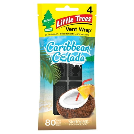 Little Trees Air Freshener Vent Wrap Caribbean Colada Fragrance 4-Pack