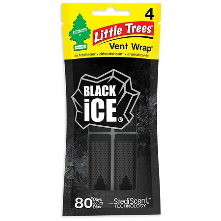 Little Trees Air Freshener Vent Wrap Black Ice Fragrance 4-Pack