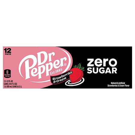 Dr Pepper Strawberry Cream Zero Sugar 12pk 12oz Cans