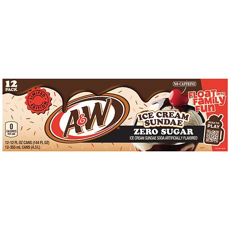 A&W Zero Ice Cream Sundae 12pk 12oz Cans