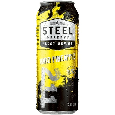 Steel Reserve Hard Pineapple, Alloy Series, Flavored Malt Beverage, 24 fl. oz. Can, 8% ABV