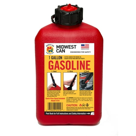 Midwest Can Auto Shut off Gasoline Can  1 Gallon 4 oz. Capacity #1210  Red in Color