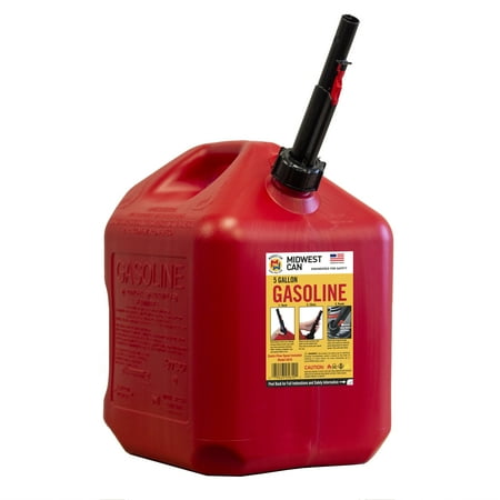 Midwest Can Company  5 Gallon Capacity Gas Can with Flame Mitigation Device  Red