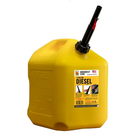 Midwest Can Company  8610  5 Gallon Capacity Diesel Can with Flame Mitigation Device  Yellow