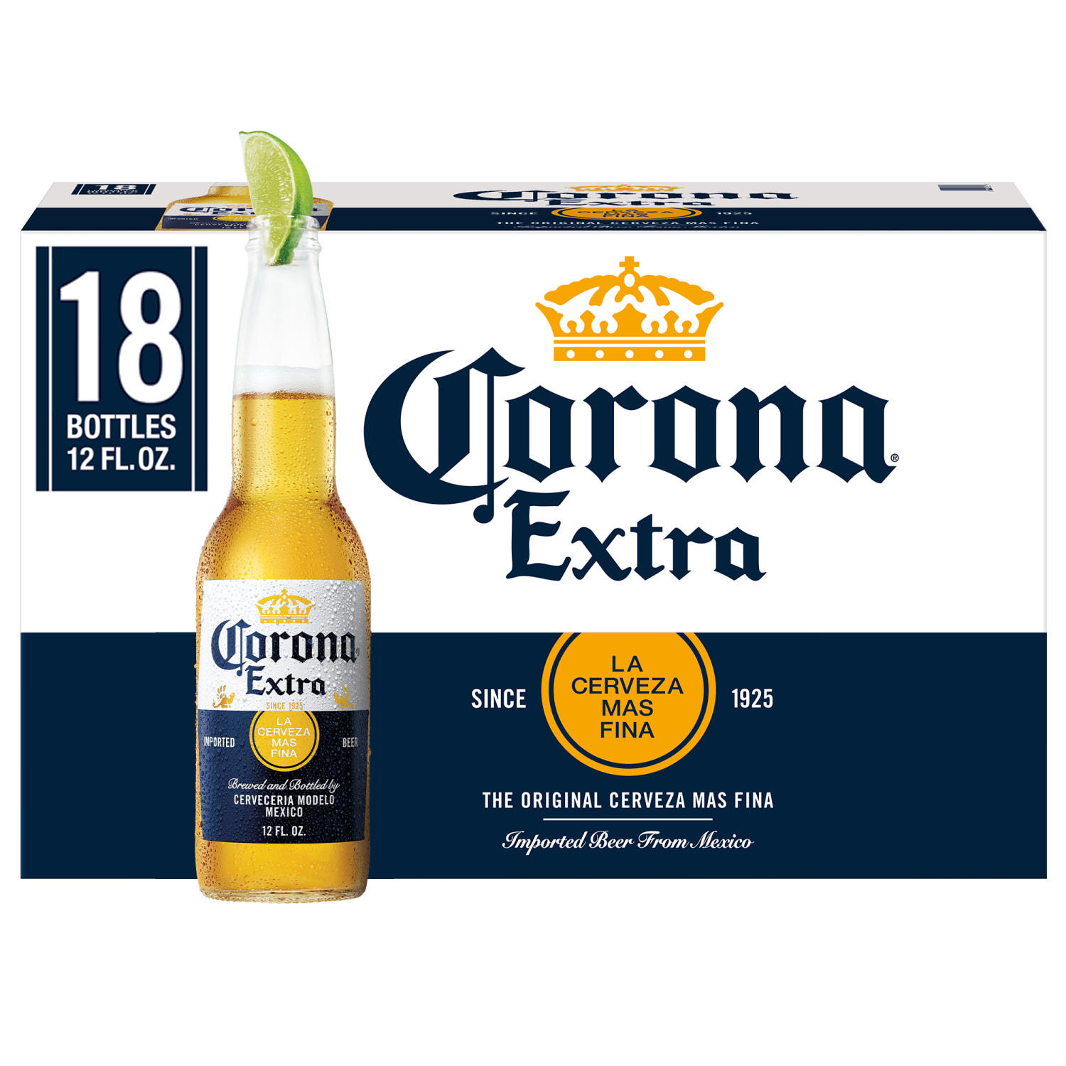 Corona Extra Mexican Lager Beer, 18 pk 12 fl oz Bottles, 4.6% ABV