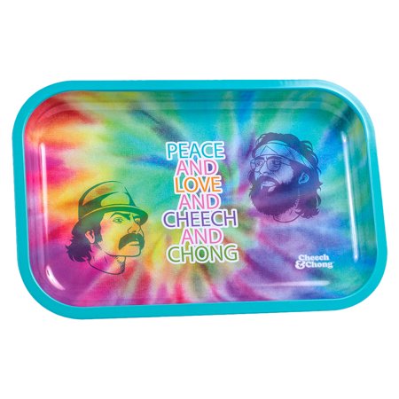 Cheech & Chong Metal Rolling Tray - Peace & Love / 11  x 7