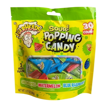 Warheads Sour Popping Candy Assorted Flavors  3.17 oz  30 Count