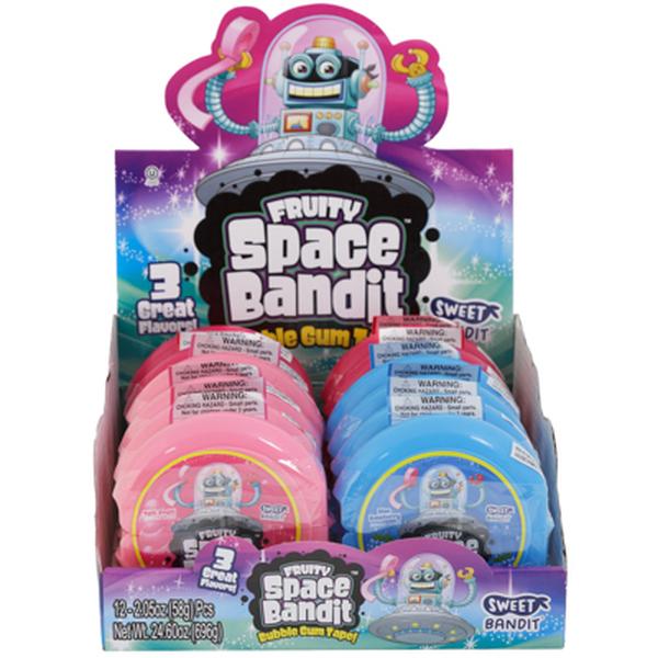 943 2.05 oz Fruity Space Bandit Bubble Gum Tape Counter Display, Assorted Color - 12 Piece - Pack of 144