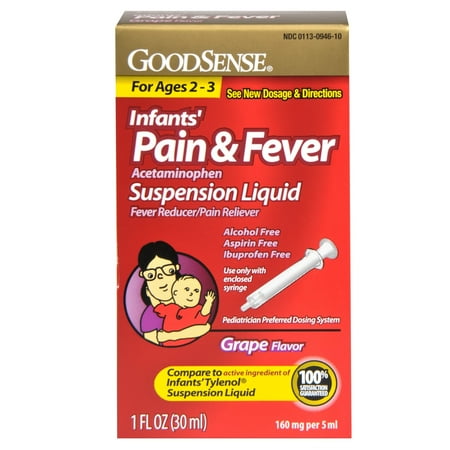 GoodSense Infant's Pain and Fever Acetaminophen 160 mg Drops, Grape Flavor, 1 Fl Oz