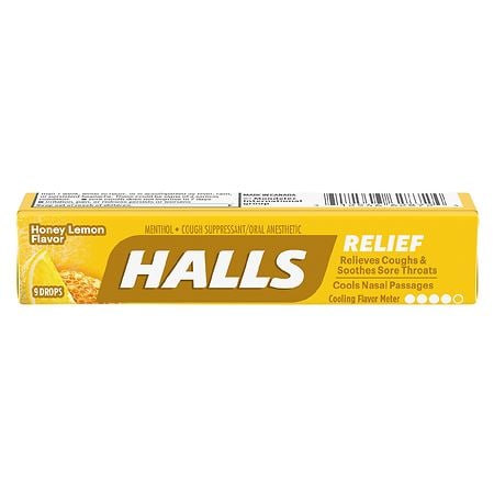 HALLS Relief Honey Lemon Cough Drops  9 Drops