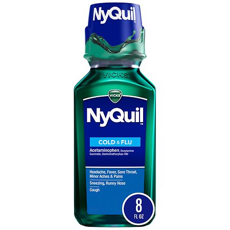 Vicks Nyquil Cold & Flu Nighttime Relief Liquid, Original Flavor 8 Oz