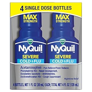 Vicks NyQuil Severe Shots Cold and Flu Nighttime Relief Liquid, 1 Fl Oz (Pack of 4) (B0BJ5XVL3H)
