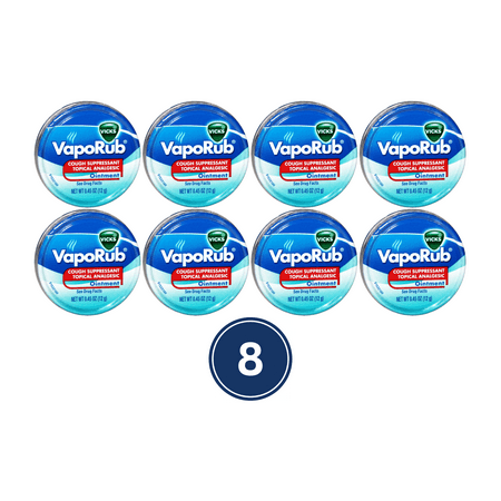 Vicks Cough Suppressant Topical Analgesic Ointment Travel Tin 0.45 Oz.  8 Pack