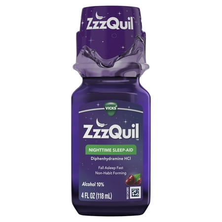 Vicks ZzzQuil Nighttime Sleep Aid Liquid  Diphenhydramine HCI  over-the-Counter  Berry  4 fl oz