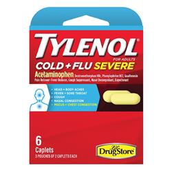 9059918 Cold & Flu Severe Yellow Extra Strength Acetaminophen, 6 Count - Pack of 6
