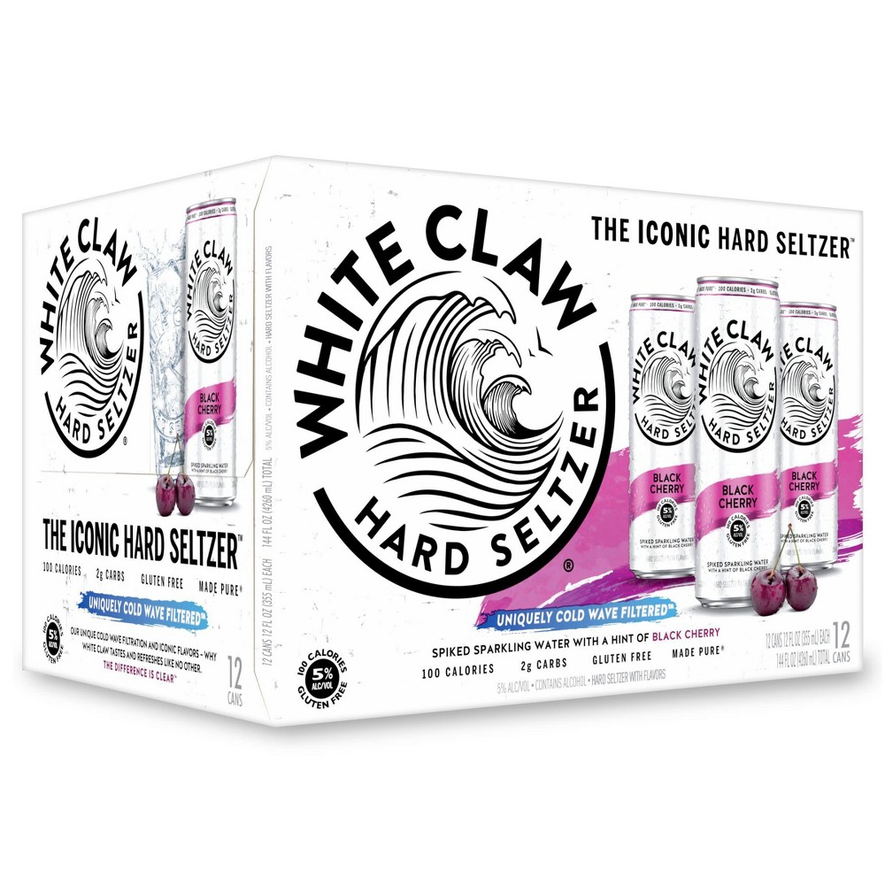 White Claw Black Cherry Hard Seltzer - 12pk/12 fl oz Slim Cans